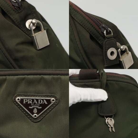 PRADA Hand Bag Nylon Khaki Silver - Picture 11 of 13